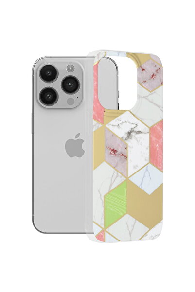 Techsuit iPhone 14 Pro Case - Marble Series - Purple Hex