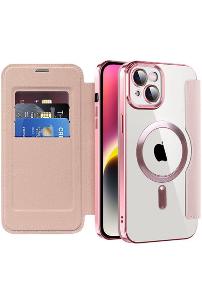 Techsuit Husă pentru iPhone 14 Plus - SmartMag Book Case - Roz
