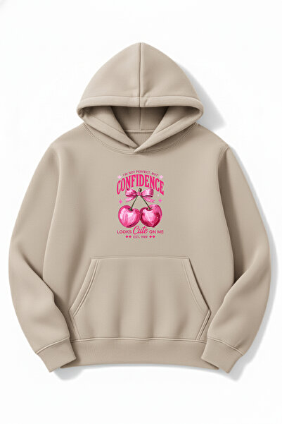 Altair Tr Oversized Unisex Confidence Cherry Printed Hooded Sweatshirt