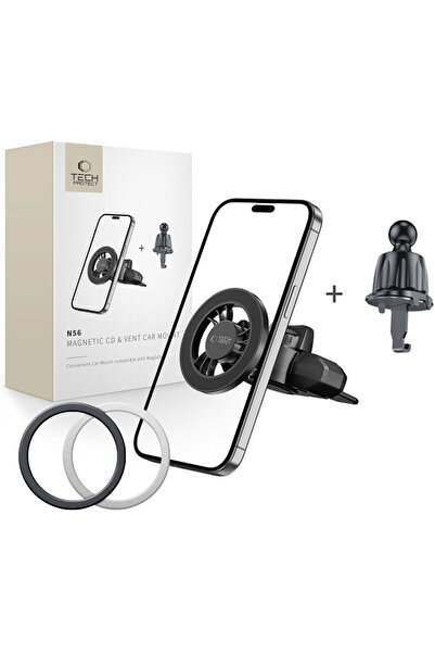 Tech-Protect SUPORT AUTO MAGNETIC N56 MAGSAFE PENTRU CD ȘI PRIZA DE GAZĂ, NEGRU
