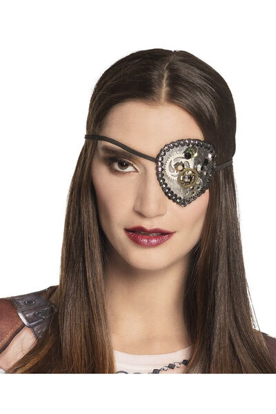 ACTION ONE Eventy Steampunk silver eyepatch 8x8cm