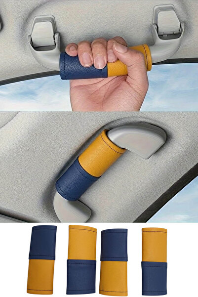 KYLE XM غطاء مقبض السيارة باللون الأصفر الداكن، جلد صناعي قطع – 4 أغطية لمقاب...