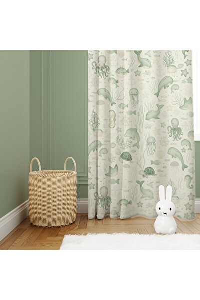 abathome Deniz canlıları,deniz altı ve balık desenli,dijital baskılı çocuk od...