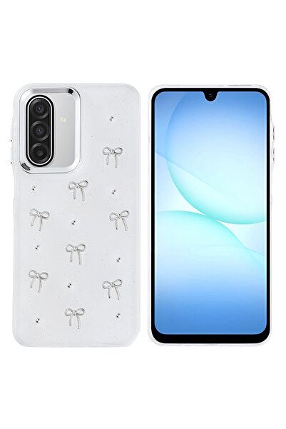 zore Galaxy A17 Case Airbag Design Glittery Transparent Sys Pole Cover - Bow