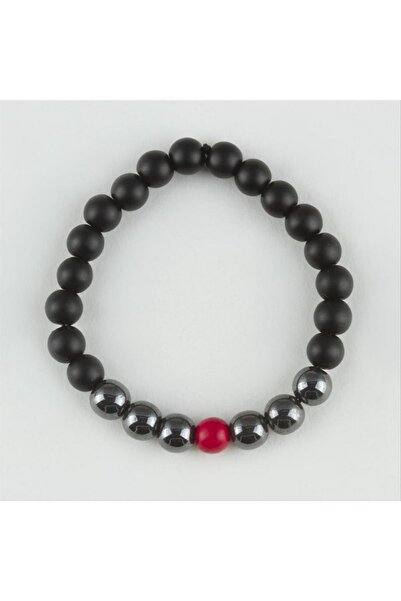 ZERO LAND سوار من الحجر الطبيعي أونيكس-هيماتيت من NRZSNT (191957) - أنثراسايت