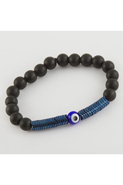 ZERO LAND NRZSNT أونيكس-هيماتيت (192954) سوار من الحجر الطبيعي - أزرق داكن