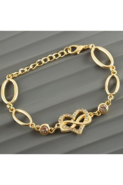 ZERO LAND سوار STOROZAL على شكل قلب مرصّع بالأحجار (192319) - أصفر