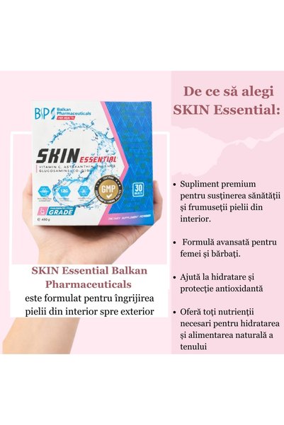 Balkan Pharmaceuticals Supliment Premium Skin Essential, Colagen Hidrolizat, Formulă Avansată, Susține Pielea, 30 plicuri