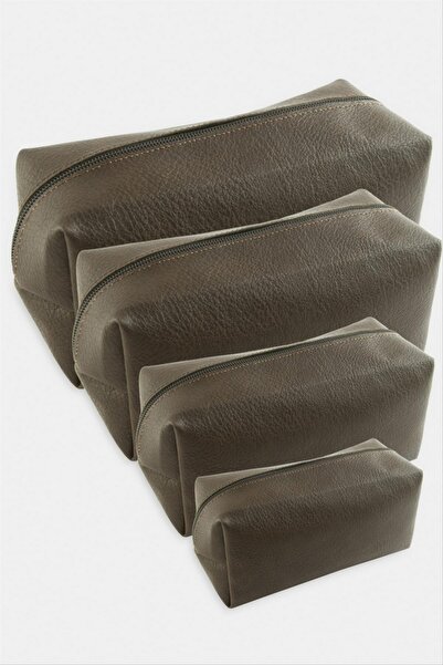 ZERO LAND NRZSNT 4 قطع من أدوات المكياج المحمولة باليد حقيبة سي (185425) - بني