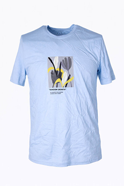 trender 26Y595000006 Light Blue Men's T-Shirt Random O Neck Printed