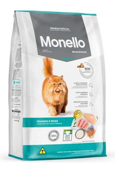 Monello Cat Food for Adult Cats Hairball Control - Chicken and Fish - Complet...