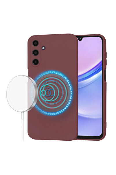 Techsuit Silicone Case for Samsung Galaxy A15 4G SoftFlex MagSafe, Burgundy