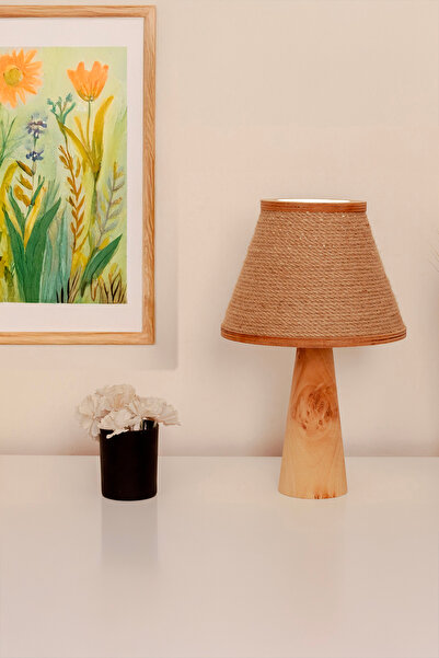 AHŞAP FABRİKASI Ihlamur Jute Wood Lampshade
