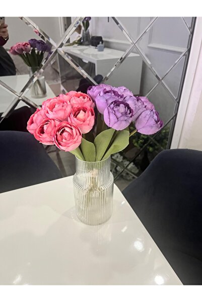 CrossWell CrooWell Dekoratif 16'lı Yapay Şakayık Buketi Pembe Mor - Gerçek Gö...