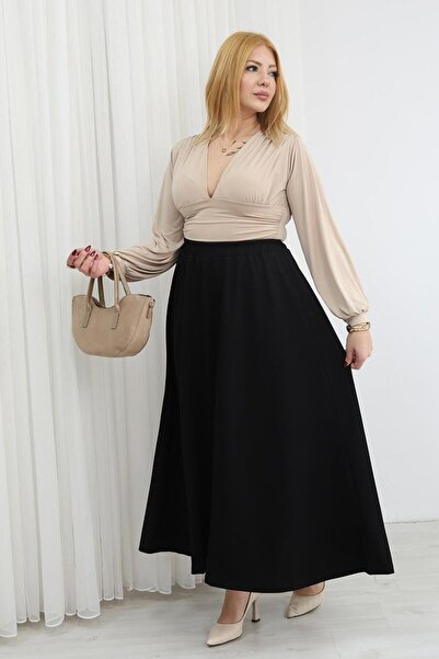 Siyezen Plus Size Modal Fabric Skirt with Elastic Waist