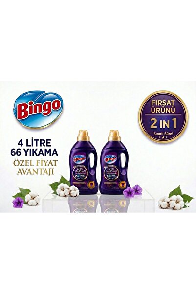 Bingo Giysi Şampuanı 2 IN 1 Yıpranma Karşıtı Deterjan + Yumuşatma 2 lt × 2 Adet