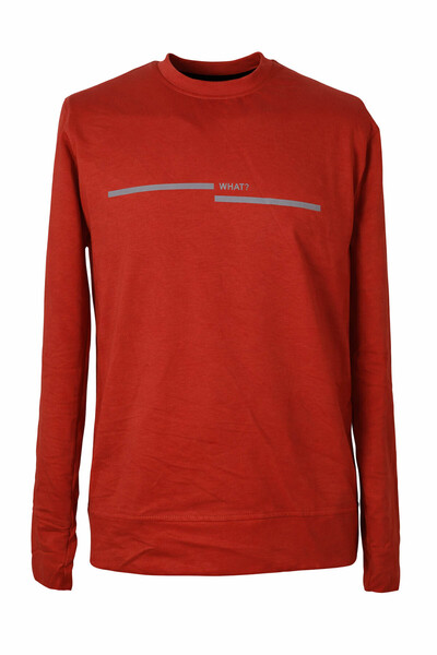 trender 26Yg08000050 Kiremit Men's Sweatshirt What Print 0 Collar 2 Straps