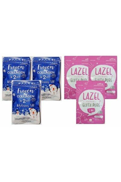 Gluta Frozen 3X Frozen Collagen + 3x LAZEL Gluta Pure Set Skin Bright Whiteni...
