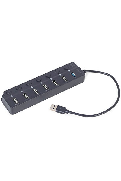Gembird Hub USB cu 7 porturi (1 x USB 3.1 + 6 x USB 2.0) cu comutatoare, negru
