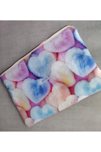SevAte Handmade 3D Plush Heart Patterned Laptop & Notebook & MacBook Case - Shock-Absorbing Fiber Filling