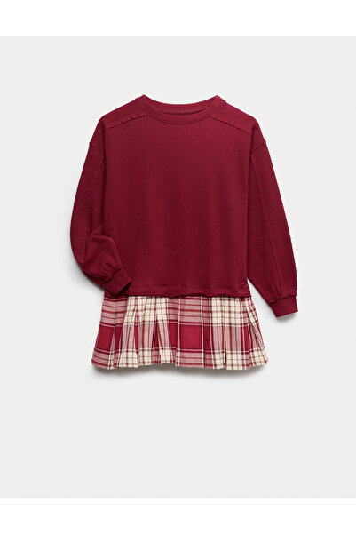 Marks & Spencer Kareli Sweatshirt Elbise (6–16 Yaş)