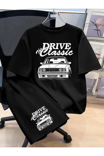 Rayan & Hoor Style Drive Printed Lower Upper Shorts T-Shirt Set- Oversized Re...