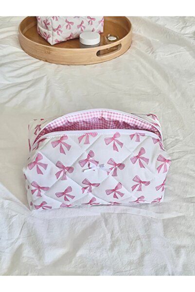 Lulishop Bow Patterned Makeup Bag Large Size
