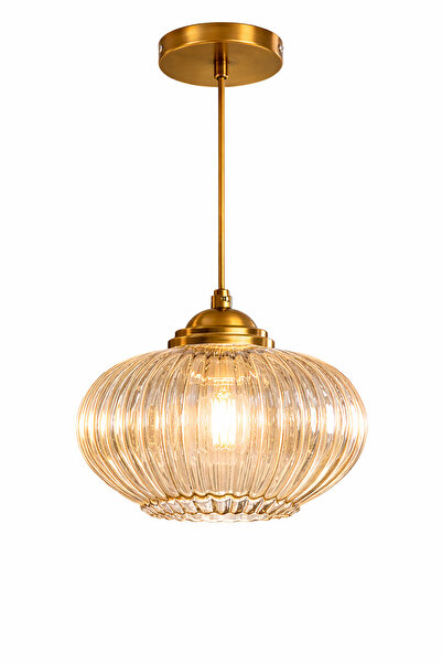 MINIMAL ETICARET VE BILGI TEKNOLOJILERI Ellipse ONE Gold Chrome Sarkıt Cam Avize