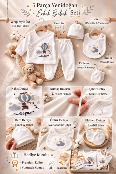 My Babies Label مجموعة من 5 قطع للأطفال حديثي الولادة من المستشفى