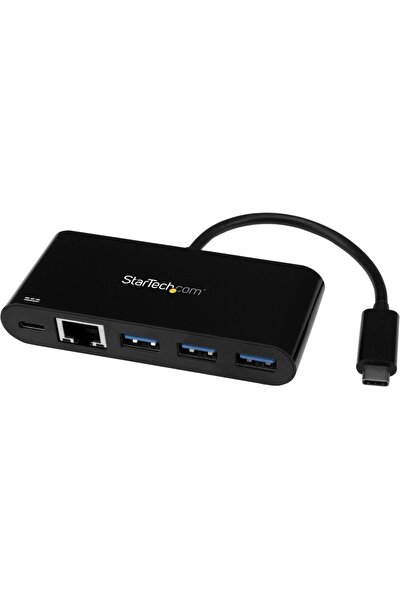 startech Hub USB-C cu 3 porturi, Gigabit Ethernet și încărcare laptop passthr...