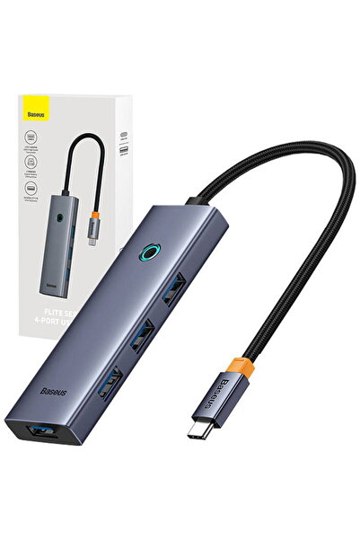 Baseus Hub 4in1 UltraJoy USB-C cu USB 3.0 Gri