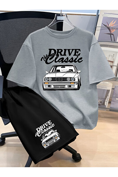 Rayan & Hoor Style Drive Printed Lower Upper Shorts T-Shirt Set- Oversized Re...