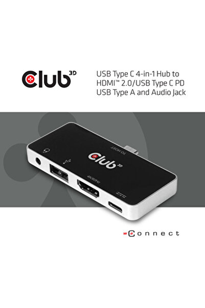 Club 3D Hub CLUB3D USB Tip C 4-în-1 la HDMI 4K60Hz USB Tip C PD / USB Tip A /...