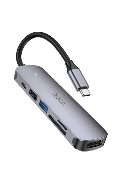 Hoco - Stație de andocare (HB28) - Tip C la USB 3.0, USB 2.0, Card SD, Card T...