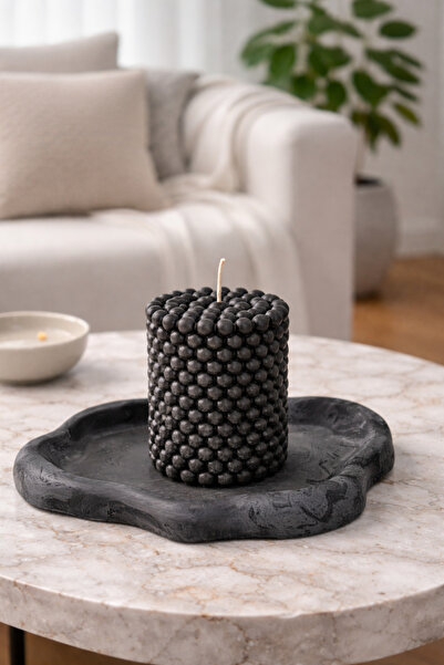 Lethe Design Bubble Silindir Mum, Sıcak Kokulu Dekoratif Tasarım Mumu, Bej ve...
