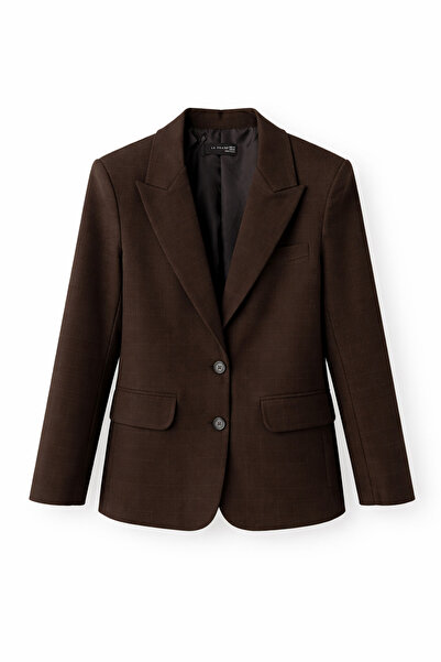 HAZELANNA Silik Plaid Pack Bitter Brown Blazer Jacket