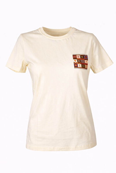 trender 26Yl71595001 Yellow Women's T-Shirt Ethnic Pattern