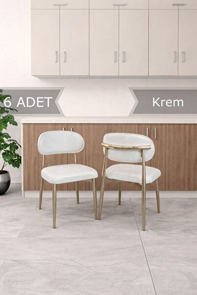 MEDA CONCEPT Polo Sandalye Mutfak Salon Yemek Odası Sandalyesi Metal Ayaklı 6...