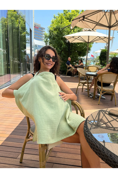 Mouliss %100 Pamuk Nefes Alabilen Müslin Tel Destekli Emzirme Örtüsü, Çimen Yeşili 100x70 cm