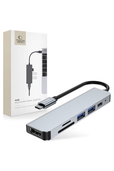 Tech-Protect ADAPTOR V4-HUB 6 ÎN 1 GRI