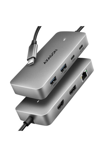 Axagon Hub HMC-CUB83X2, 7 în 1, USB-C 3.2, HDMI 4K/60Hz, DisplayPort 4K/60Hz,...