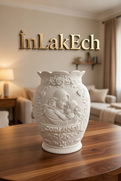İNLAKECHANDMADE Anne & Çocuk Kabartmalı Dekoratif Vazo – Premium Tasarım – An...