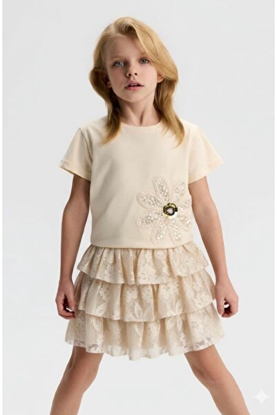 nk kids LİMİ kız çocuk yumuşak dokulu t-shirt tül etek takım