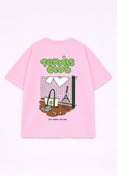 VODEXA Μπλουζάκι Unisex TENNİS CLUB με στάμπα, 100% βαμβακερό, Oversize, Άνετ...