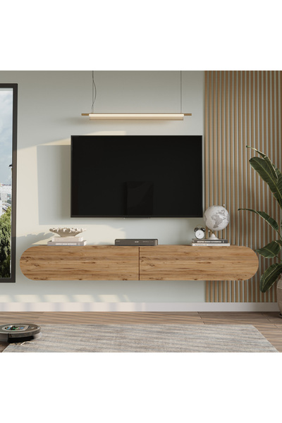 Yurupa Lumos 180 cm Oval Kapaklı Tv Ünitesi Modern Duvara Monte Tv Sehpası At...