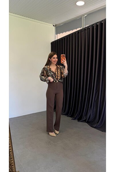 elif teke Longest Size Stretch Fabric Tok Fabric Trousers Brown