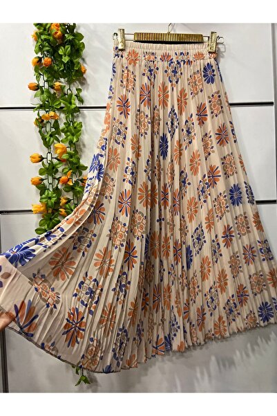 edu collection Patterned Chiffon Bell Skirt with Lining