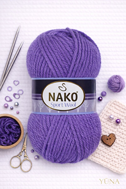 NAKO خيط صوف رياضي سميك 25% Y صوف 10287 أرجواني