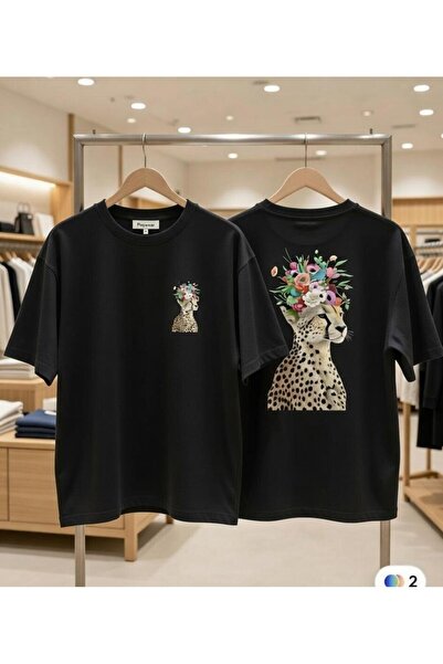 playwear Tricou cu decolteu rotund, cu imprimeu pe spate și pe piept, 100% bu...