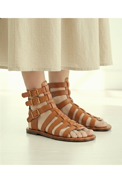 Bostini Genuine Leather Boots Short Gladiator Sandals